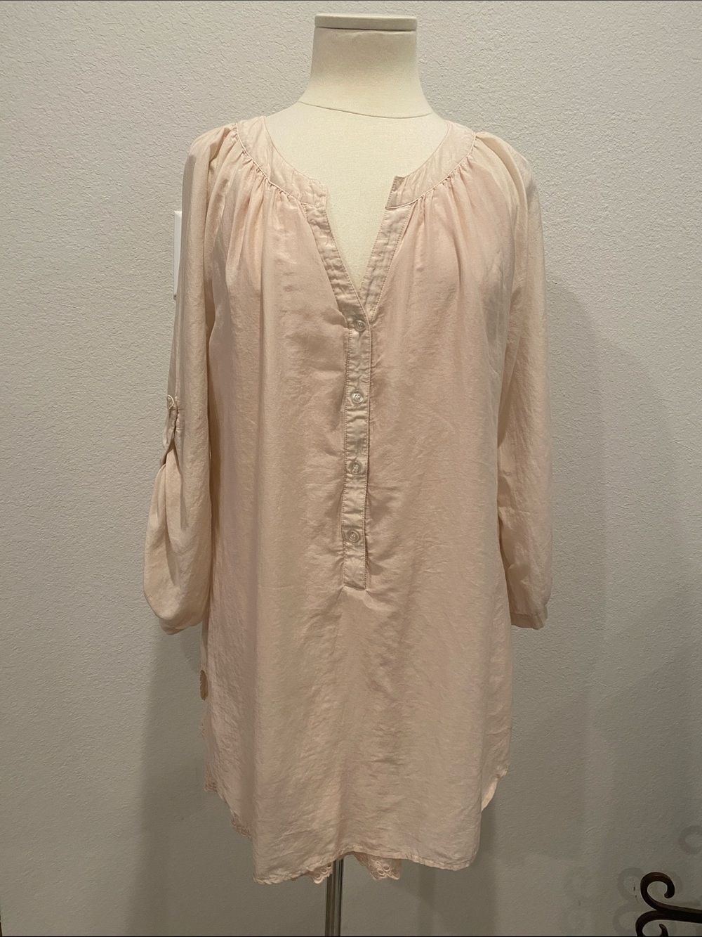 Soft Surroundings Blush Pink Peasant Tunic Sz Large